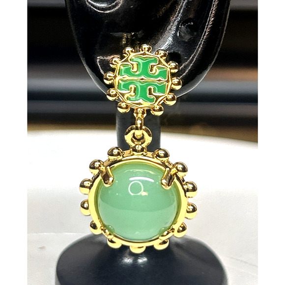 Tory Burch Winslow Green Enamel Drop Dangle Earrings - New Designer Holiday Gift - Picture 7 of 8